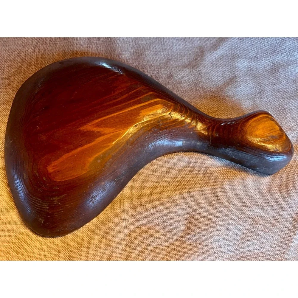 Vintage‎ Artisian Handcrafted Solid Wood Bowl or Handled Serving Tray 15